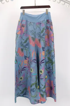 Blue Floral Wide Leg Pant