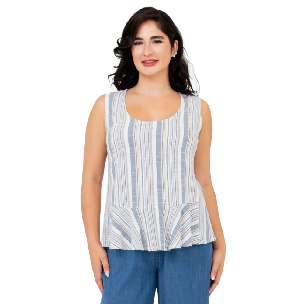 Blue Sky Ginny Tank Top Sand Stripe