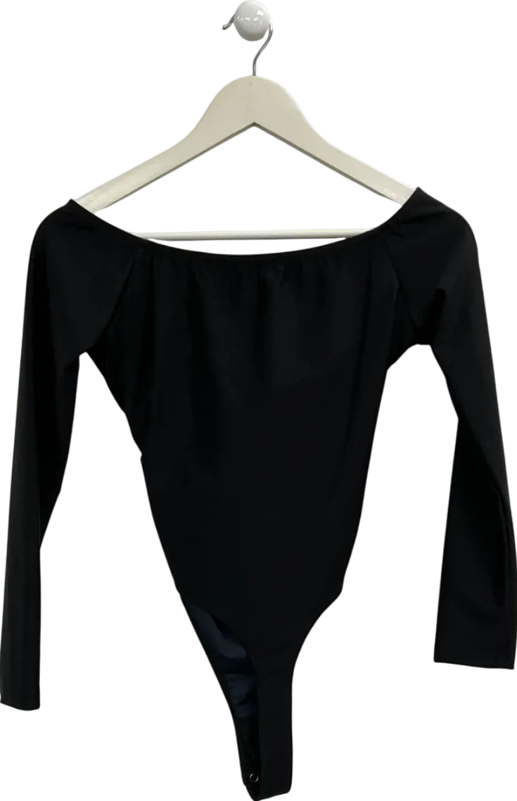 BOA Black Longsleeve V Neck Cut Out Bodysuit UK XS