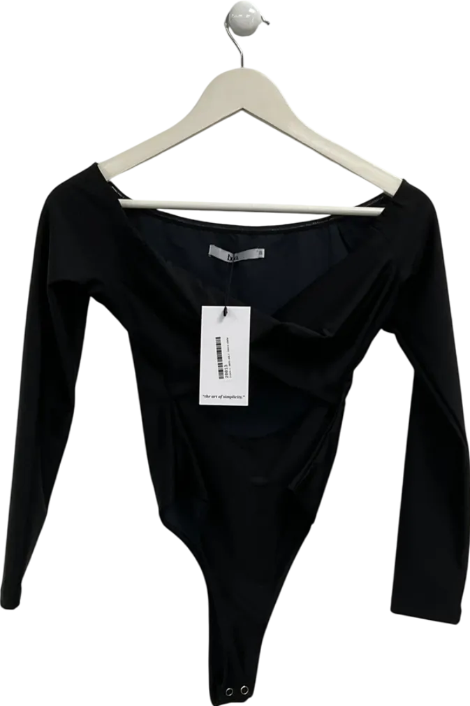 BOA Black Longsleeve V Neck Cut Out Bodysuit UK XS