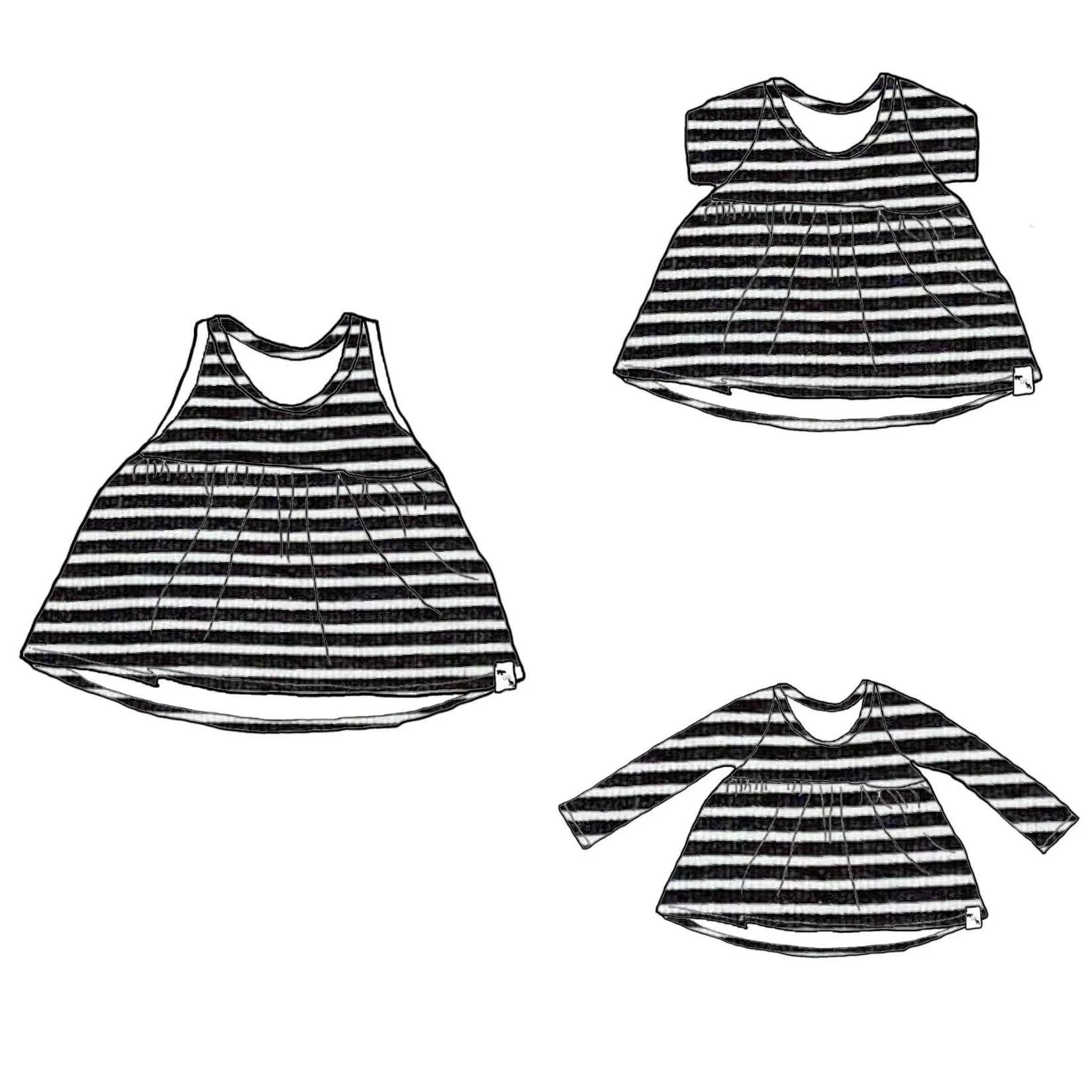 BR Basic Stripes RIB KNIT - Bayside Peplum {3 sleeve lengths}