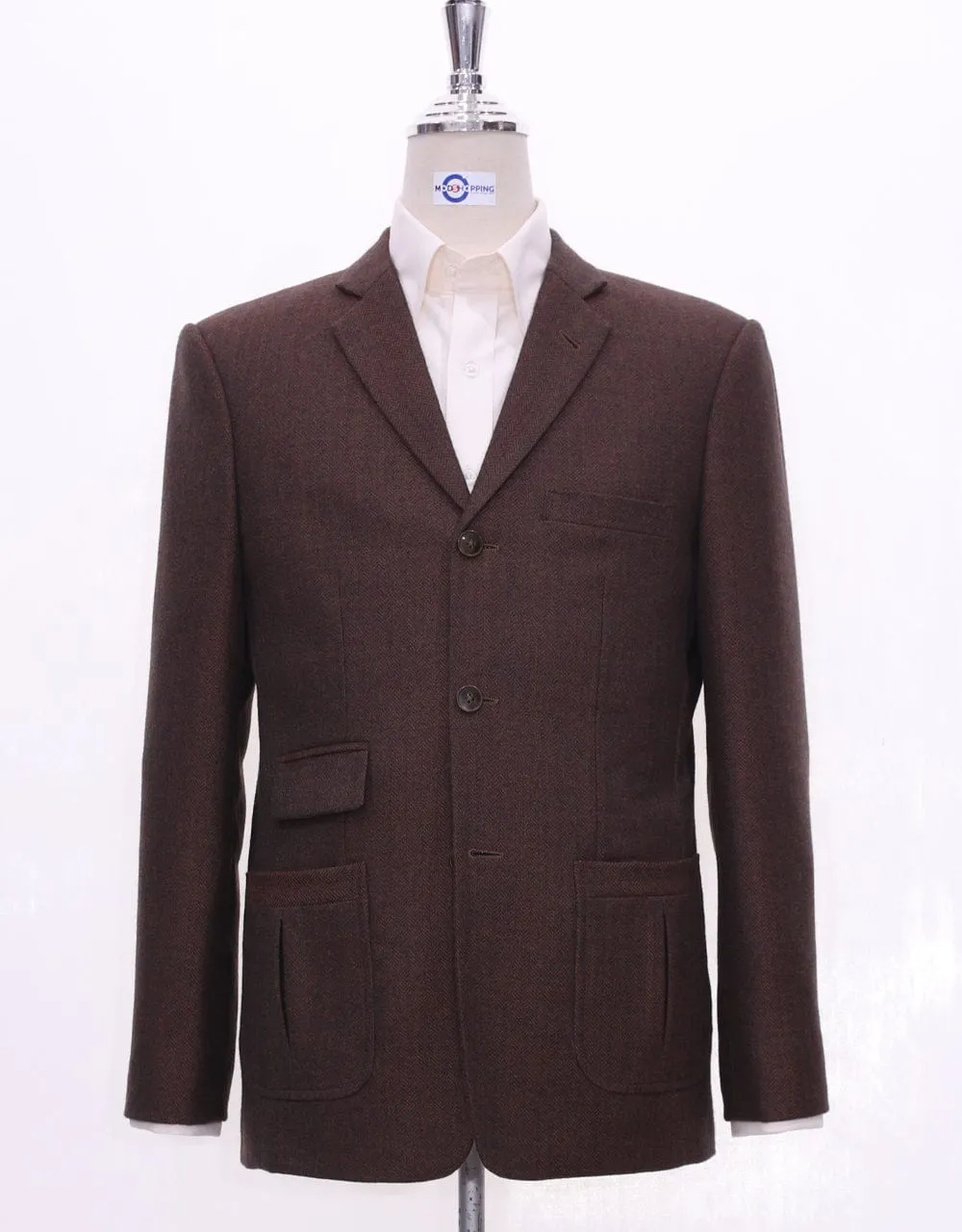 Brown Herringbone Tweed Jacket