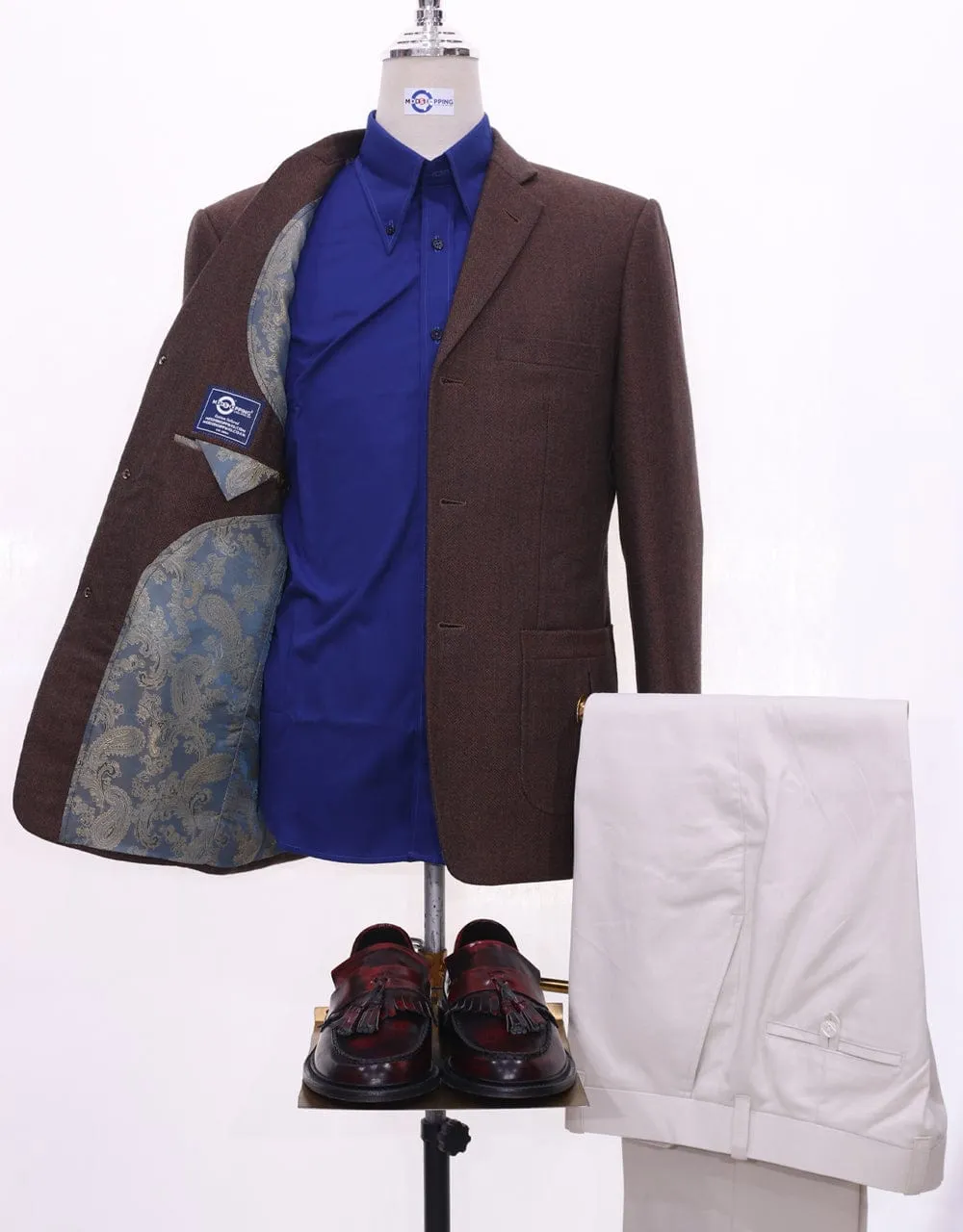 Brown Herringbone Tweed Jacket
