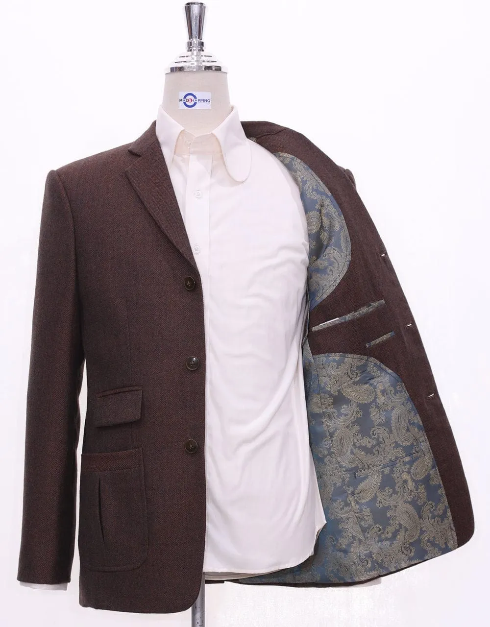 Brown Herringbone Tweed Jacket