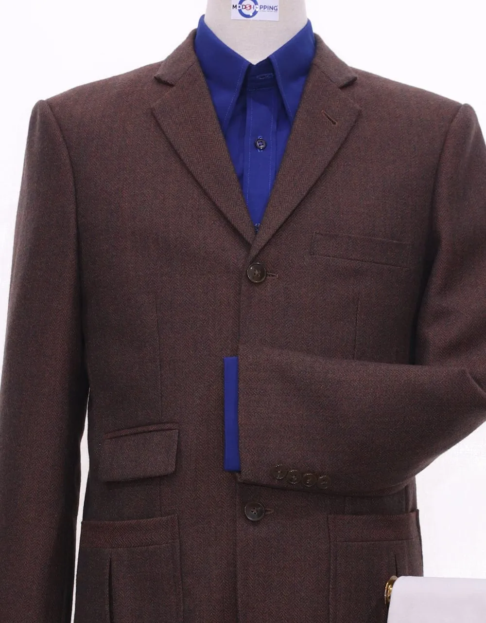 Brown Herringbone Tweed Jacket