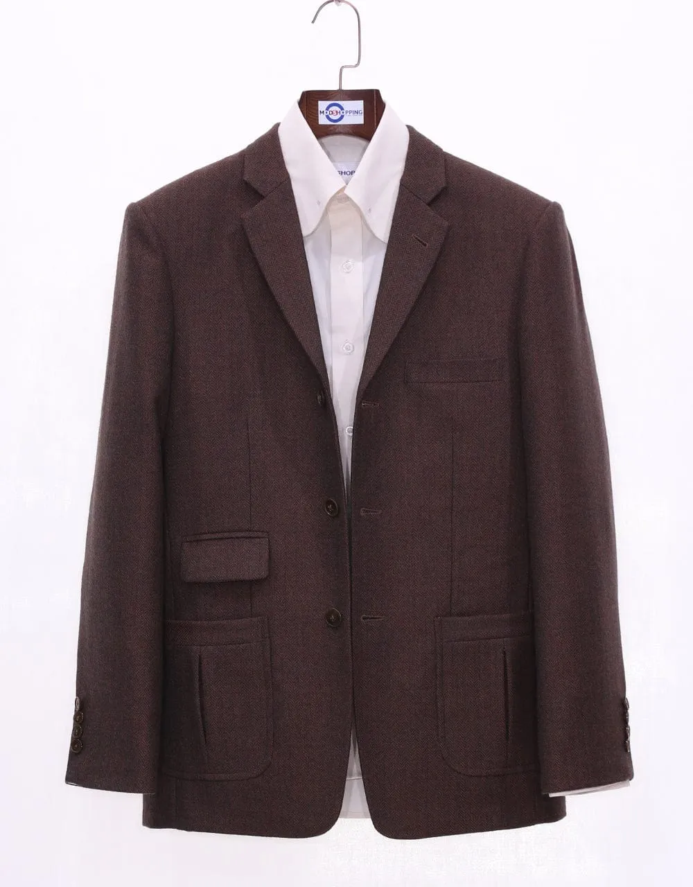 Brown Herringbone Tweed Jacket