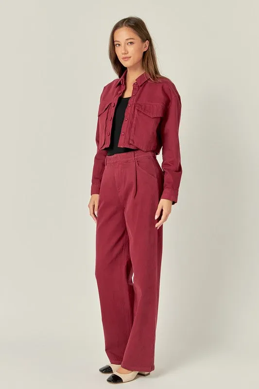 Burgundy High Waisted Wide Leg Pants