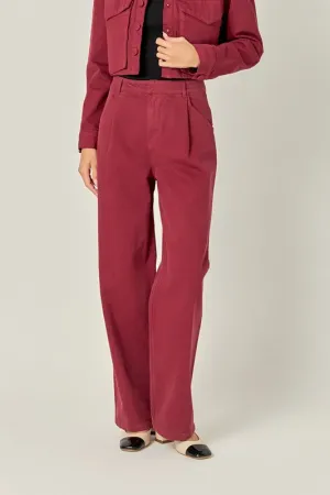 Burgundy High Waisted Wide Leg Pants