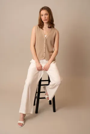 Button Front V-Neck Vest
