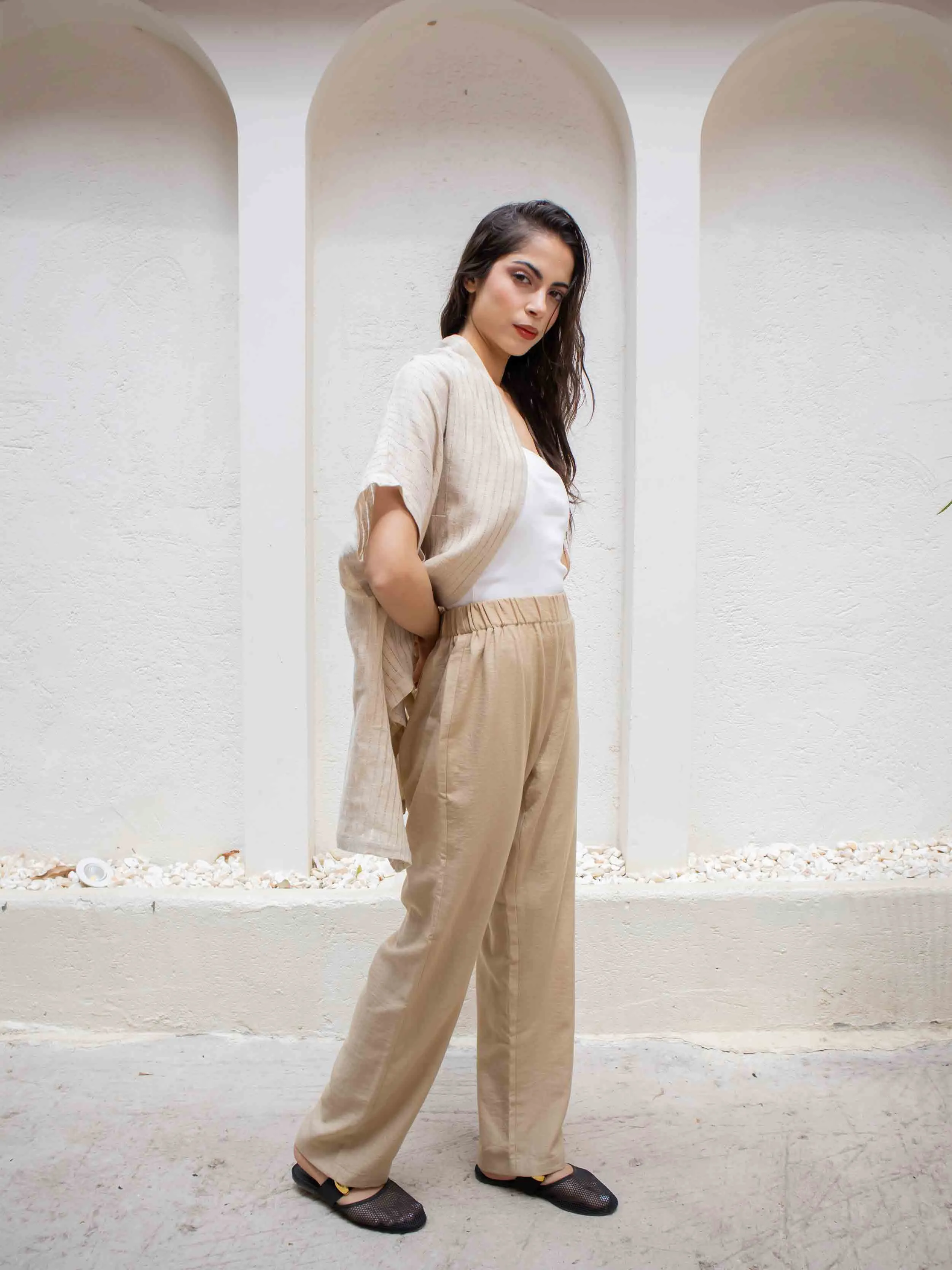 by jay - High Waisted Cotton Wide Leg Trousers