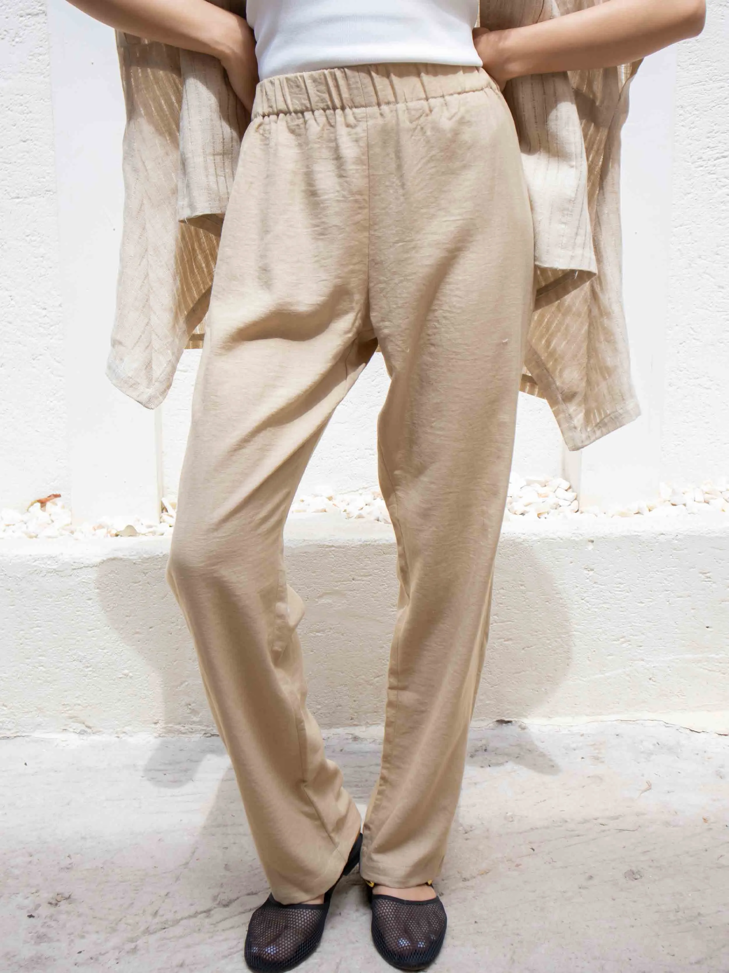 by jay - High Waisted Cotton Wide Leg Trousers