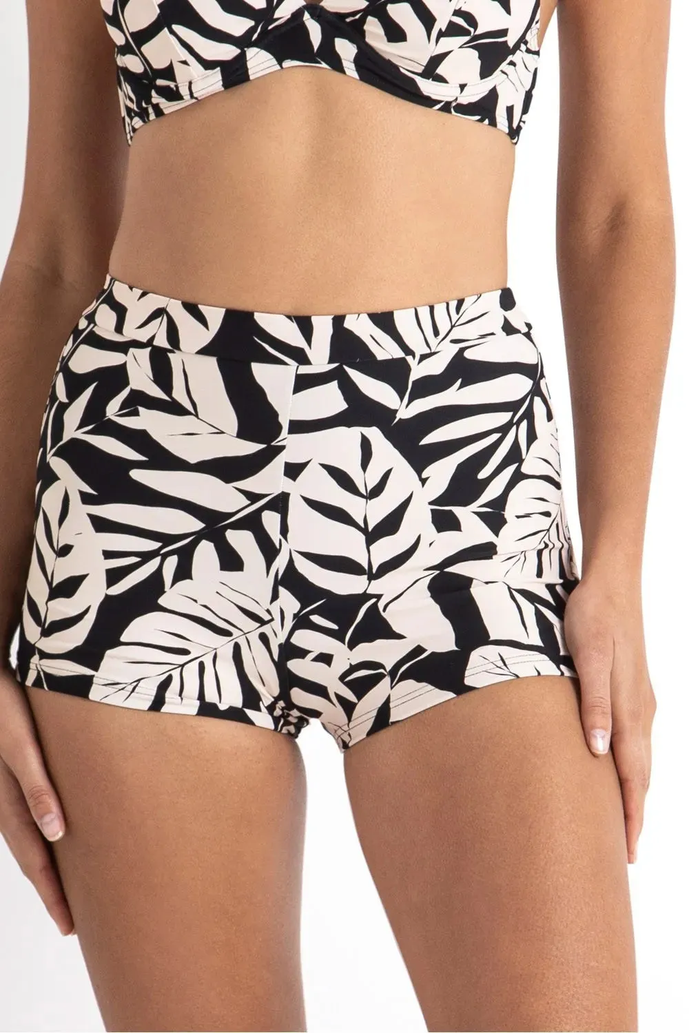 Camo High Waisted Boyleg Pant - Black