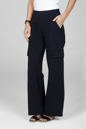 CARGO POCKET WIDE LEG PANT: BLACK
