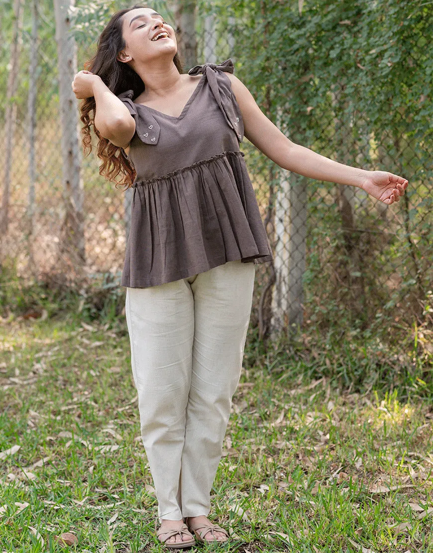 Cedar Brown Peplum Top