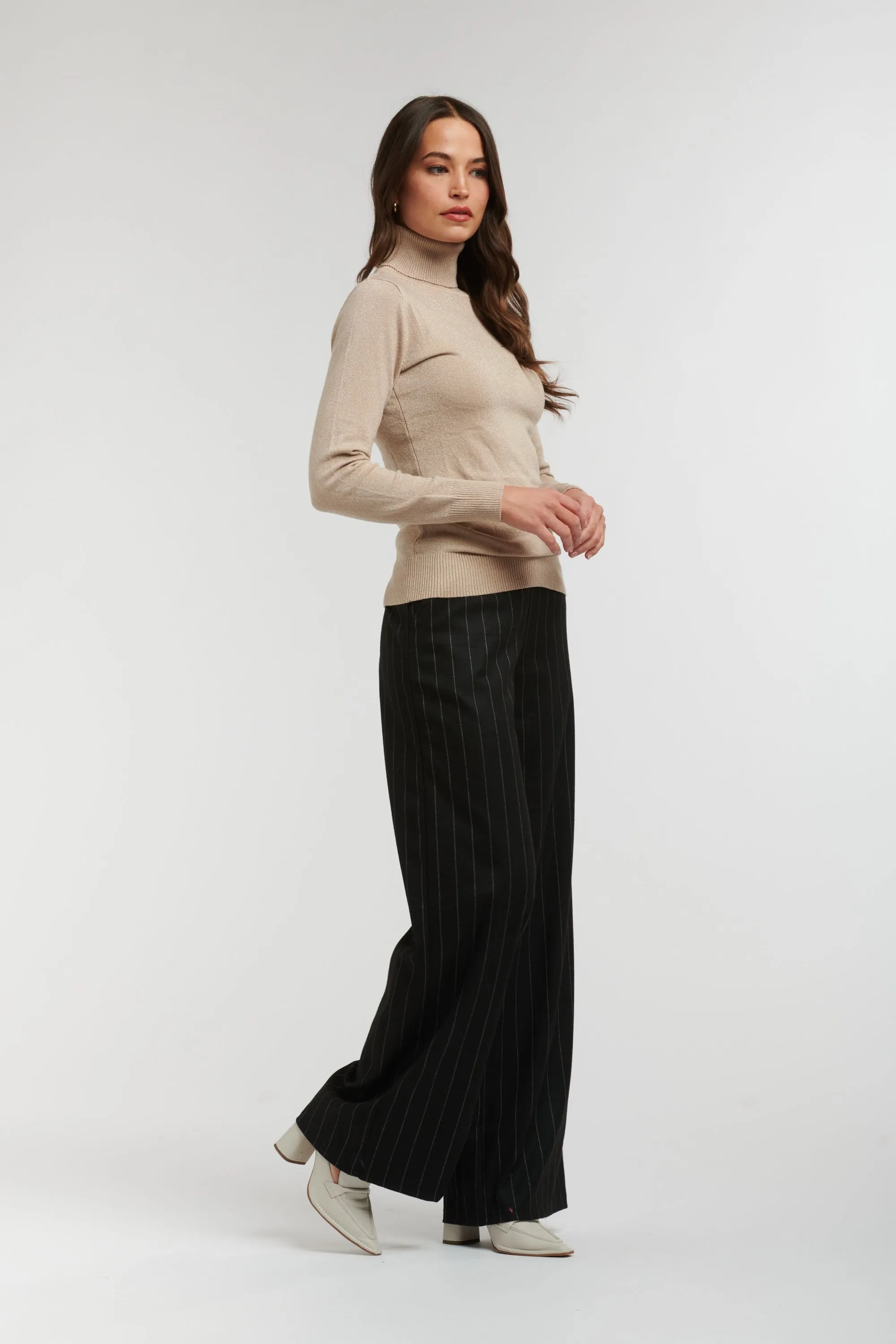 Celine Wide Stripe Pant - Navy