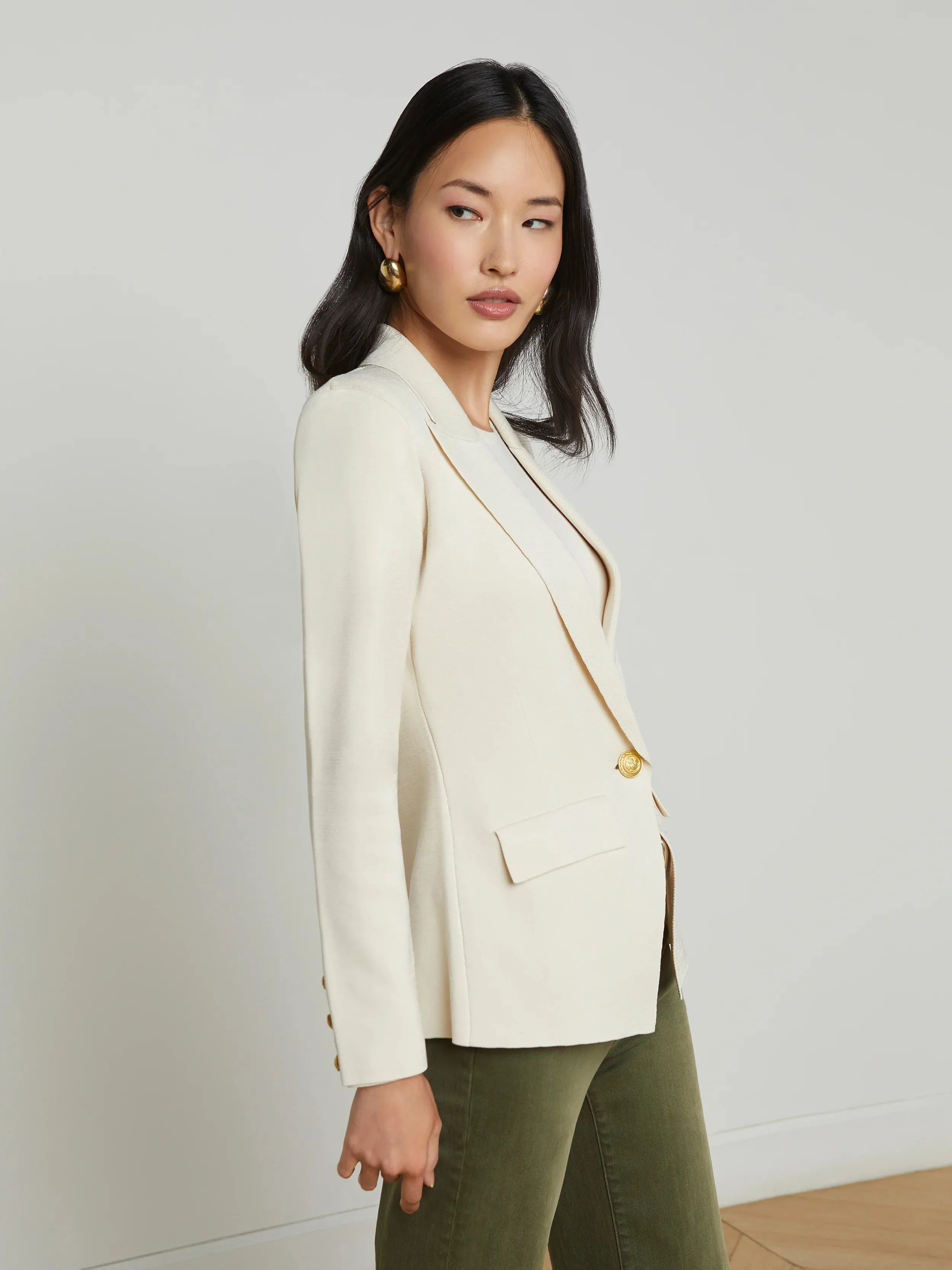 Chamberlain Knit Blazer - Ivory Gold