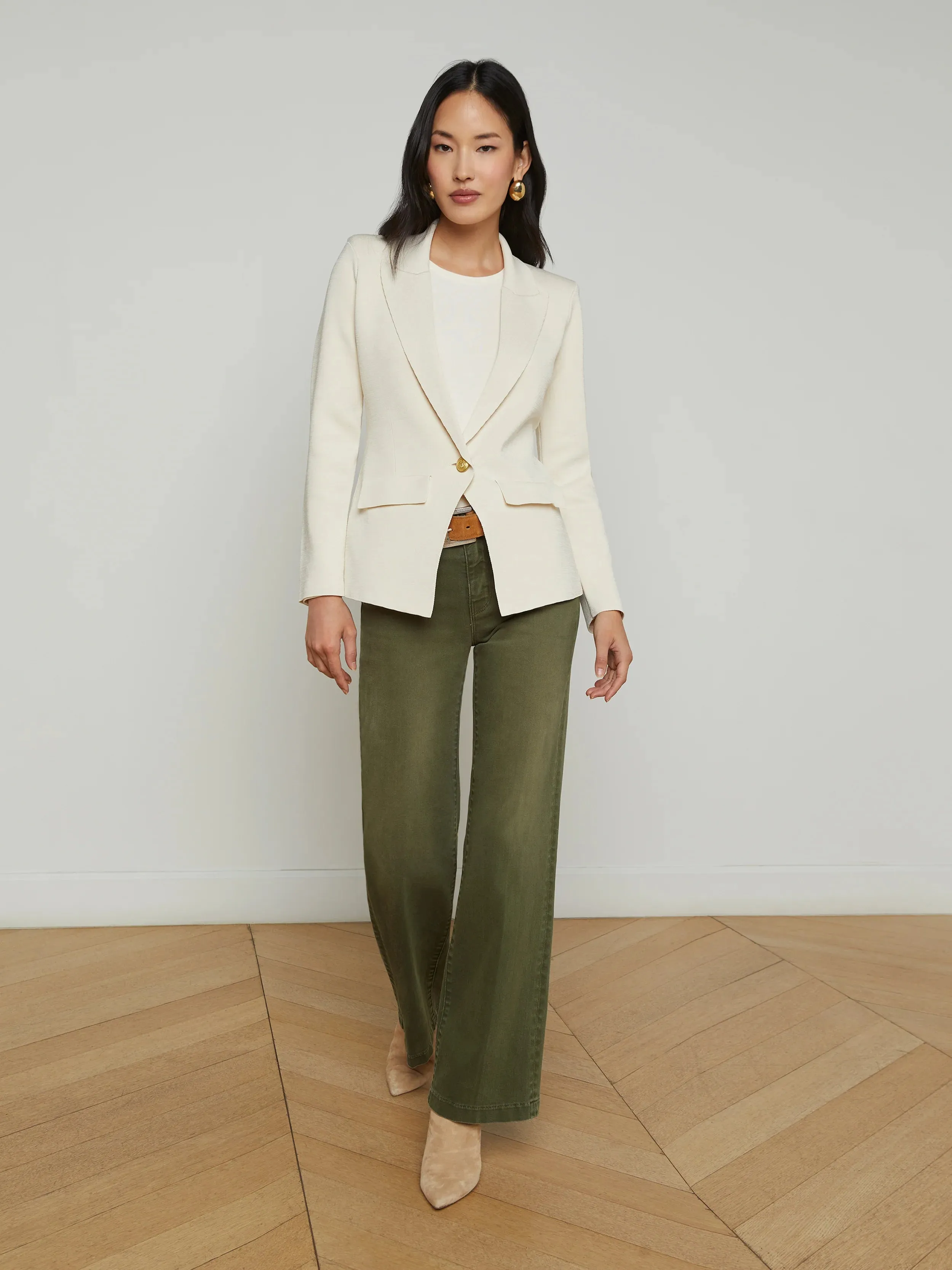 Chamberlain Knit Blazer - Ivory Gold