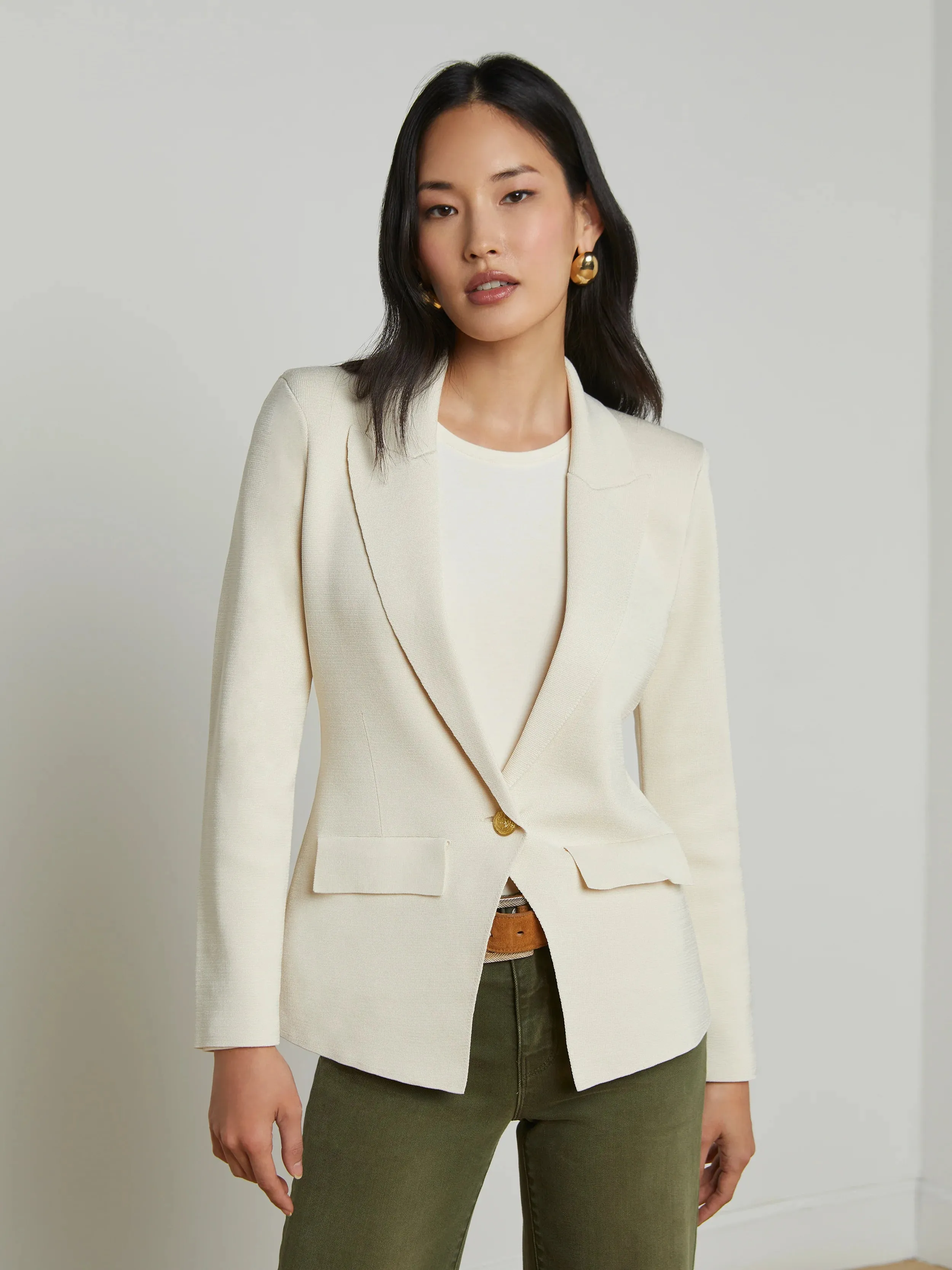 Chamberlain Knit Blazer - Ivory Gold