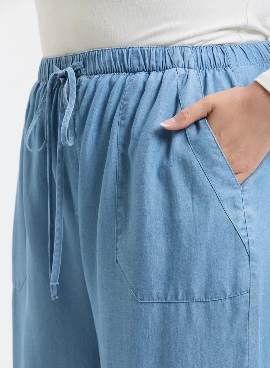 Chambray Drawstring Pants