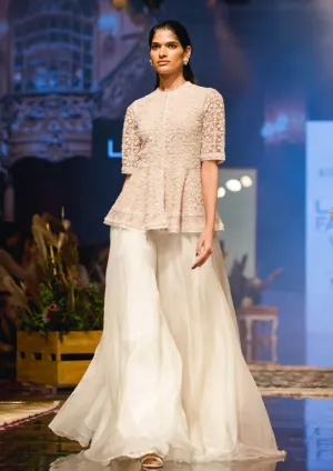 Champagne & Ivory Peplum With Sharara