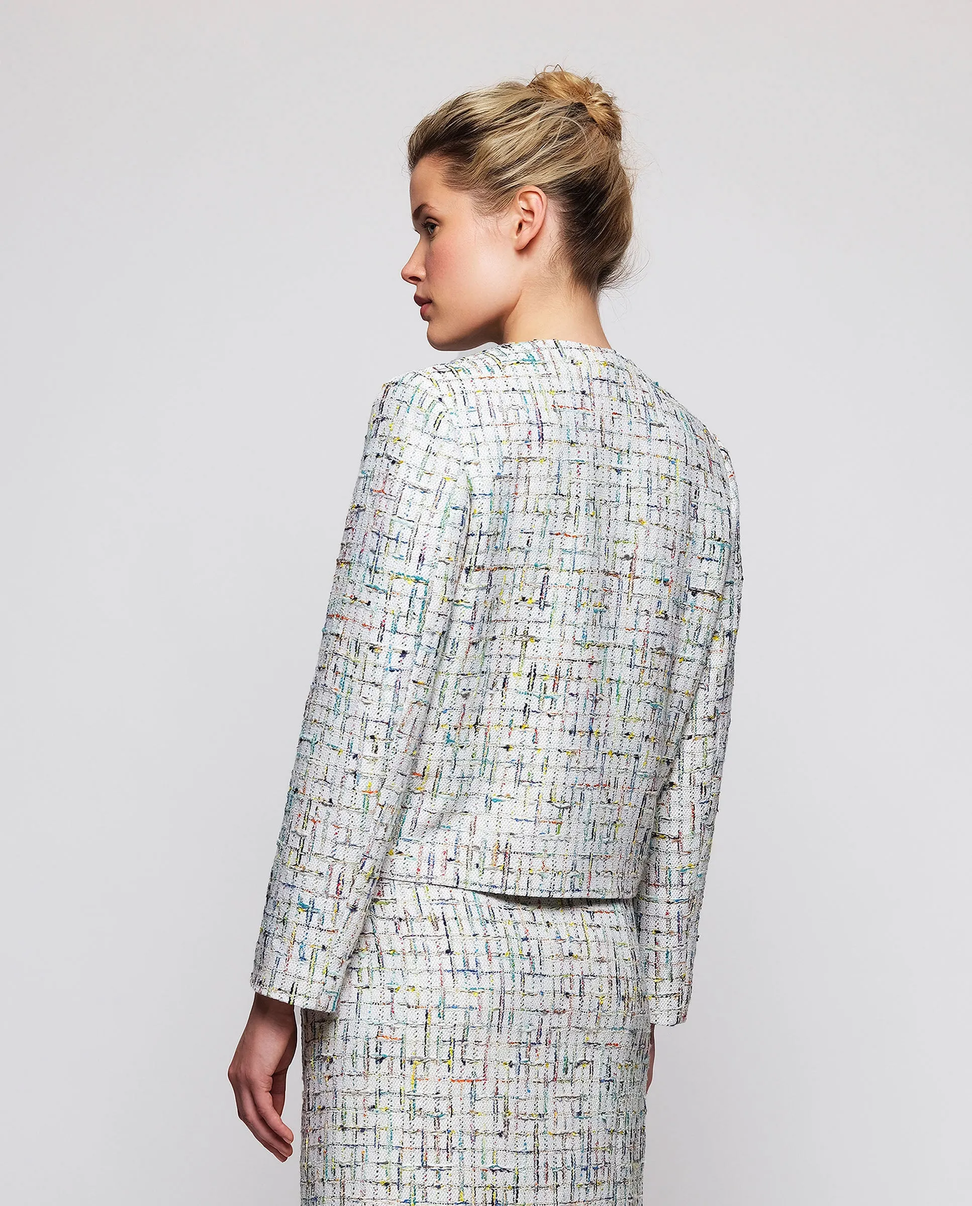 Chaqueta corta de tweed multicolor de algodón