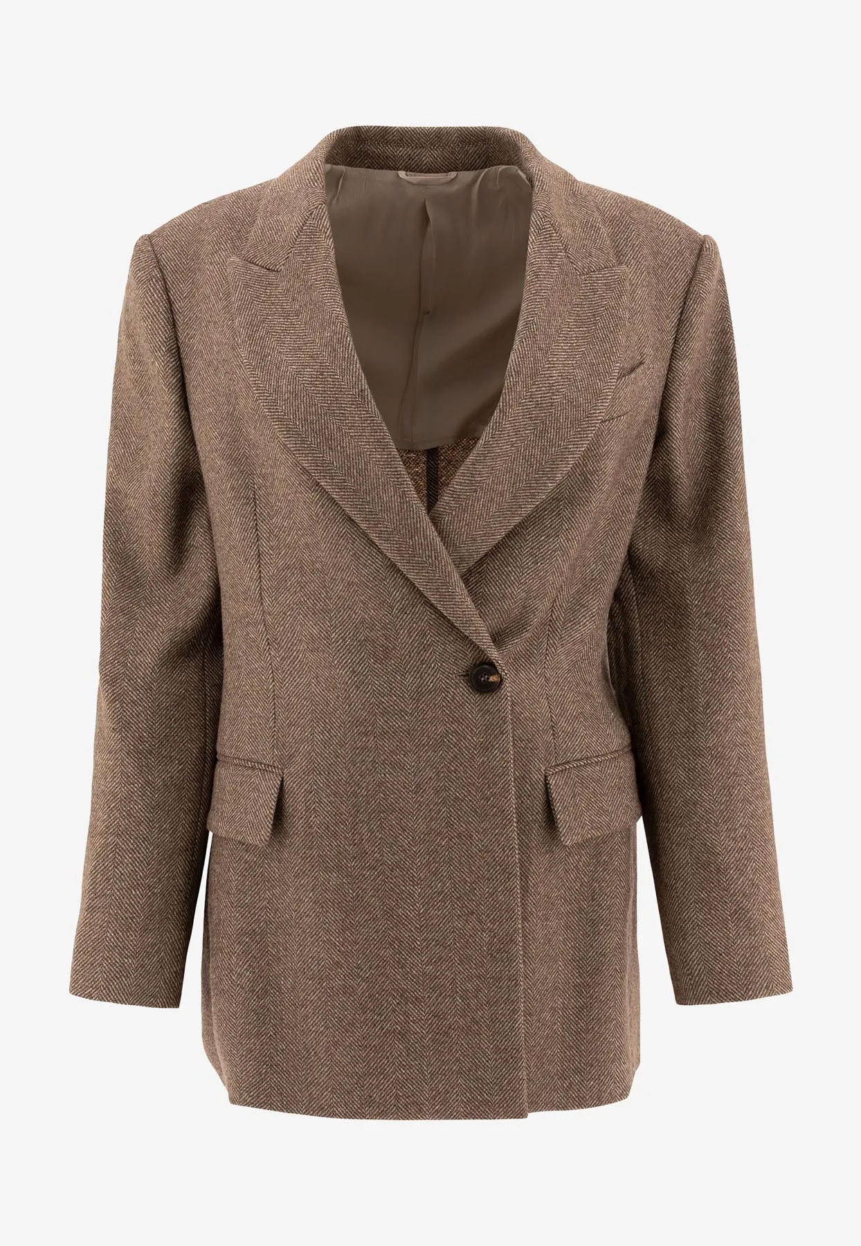 Chevron Wool Double-Breasted Blazer
