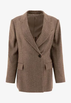 Chevron Wool Double-Breasted Blazer