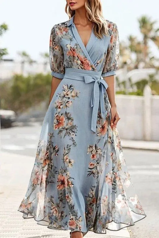 Chic Nicola V-Neck Midi Dress for Effortless Elegance