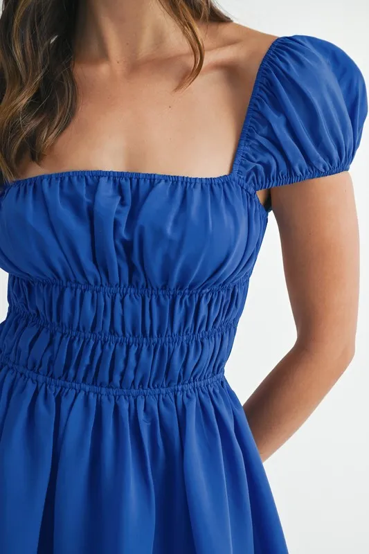 Clarice Open Back Ruched Midi Dress