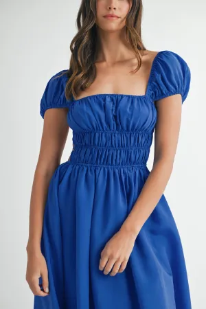 Clarice Open Back Ruched Midi Dress
