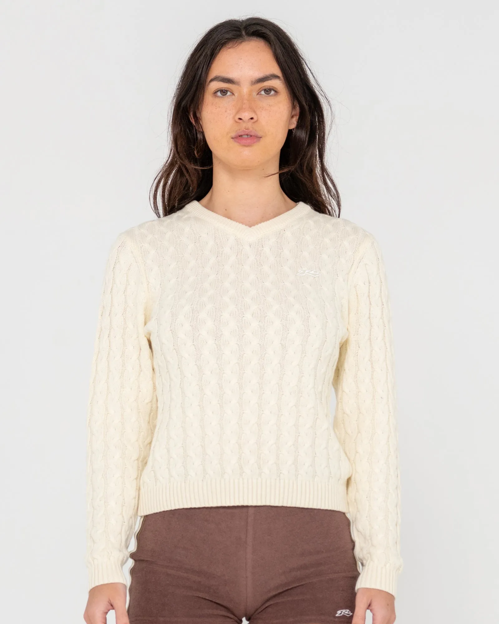 Collegiate Vee Neck Chunky Knit
