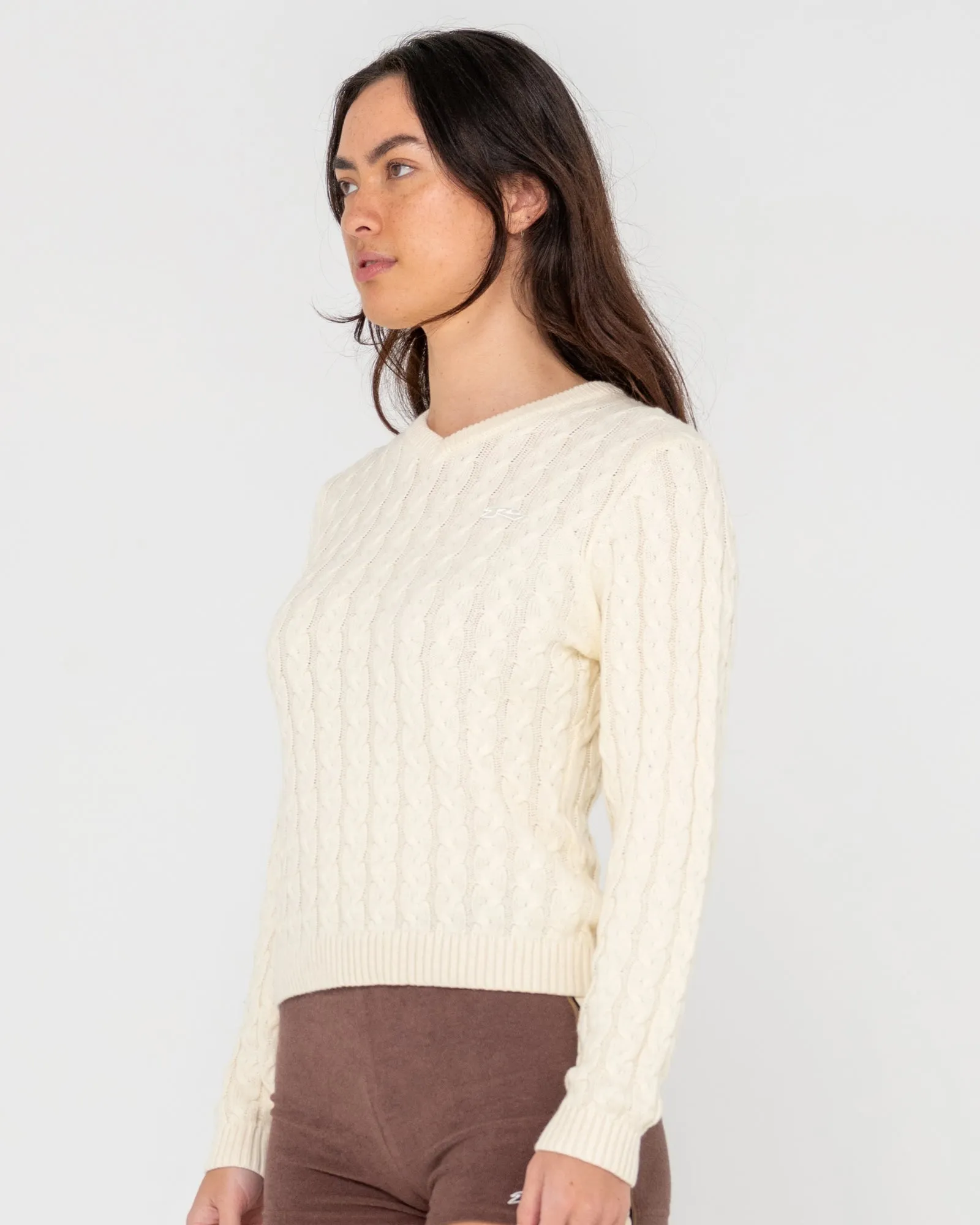 Collegiate Vee Neck Chunky Knit