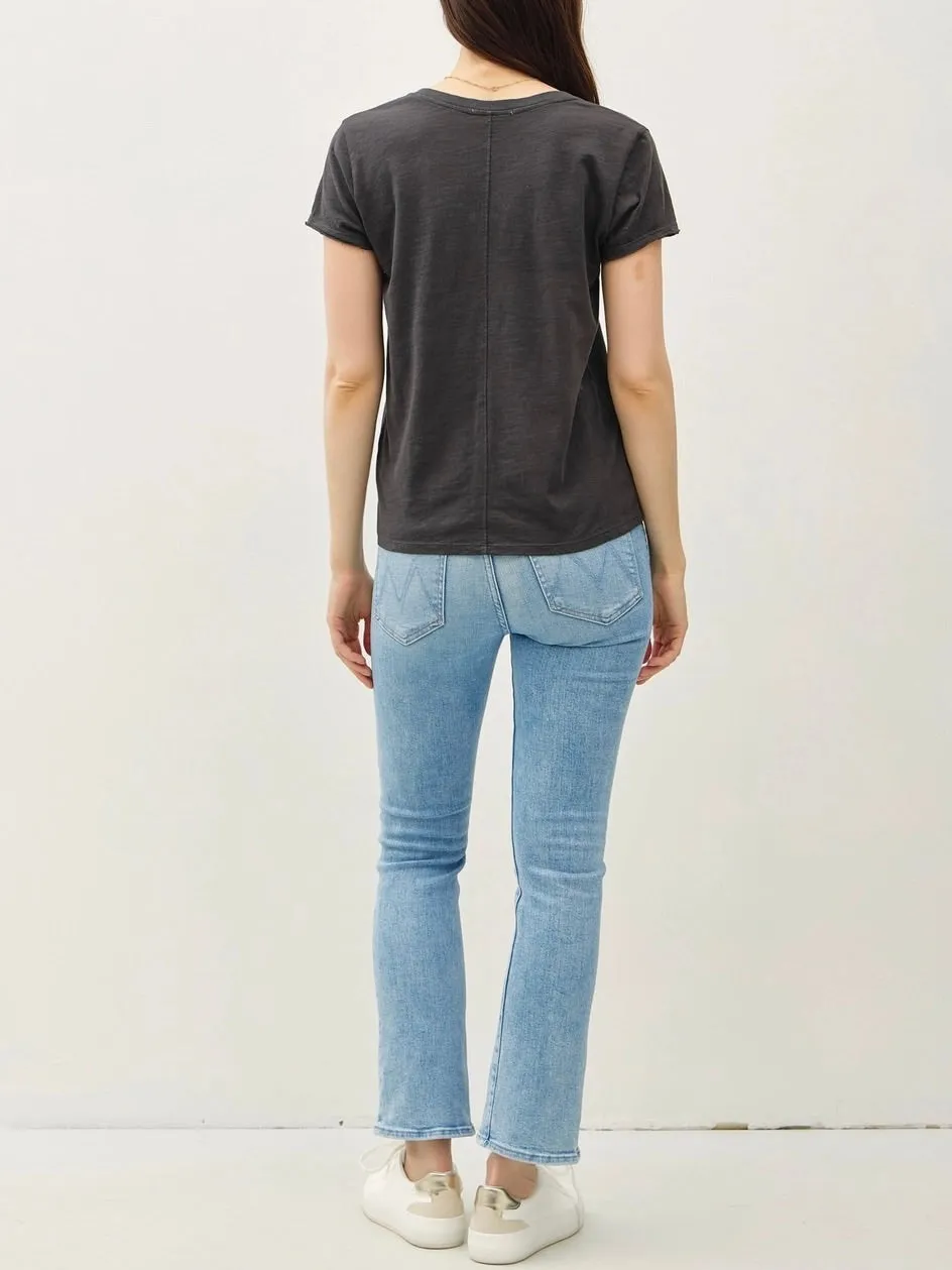 Cotton V-neck Tee - Charcoal