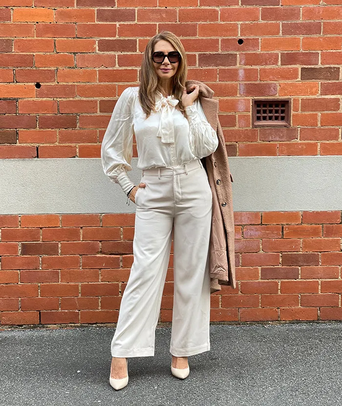 Cream Wide Leg Pant