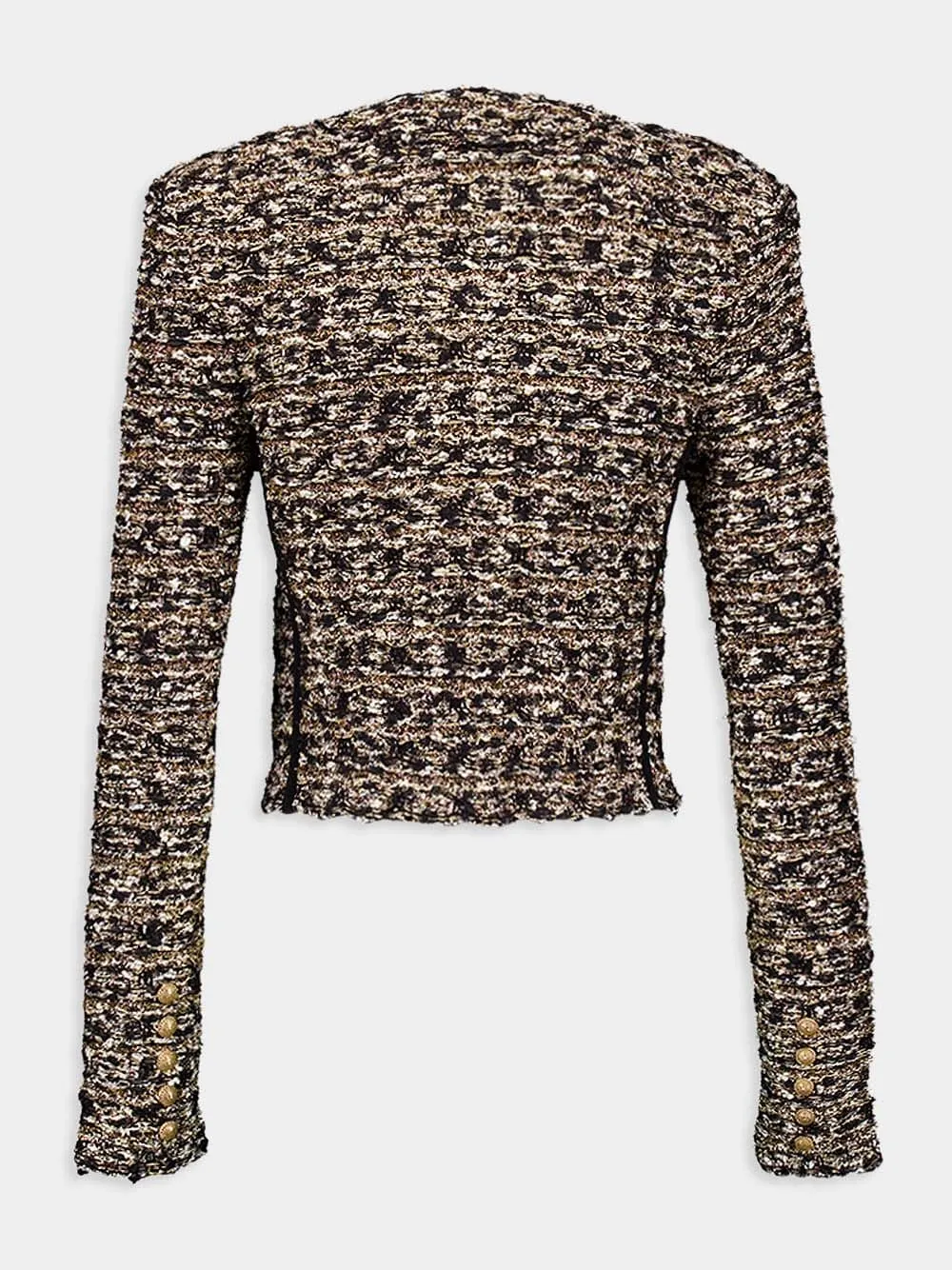 Cropped Lurex Tweed Round Neck Jacket