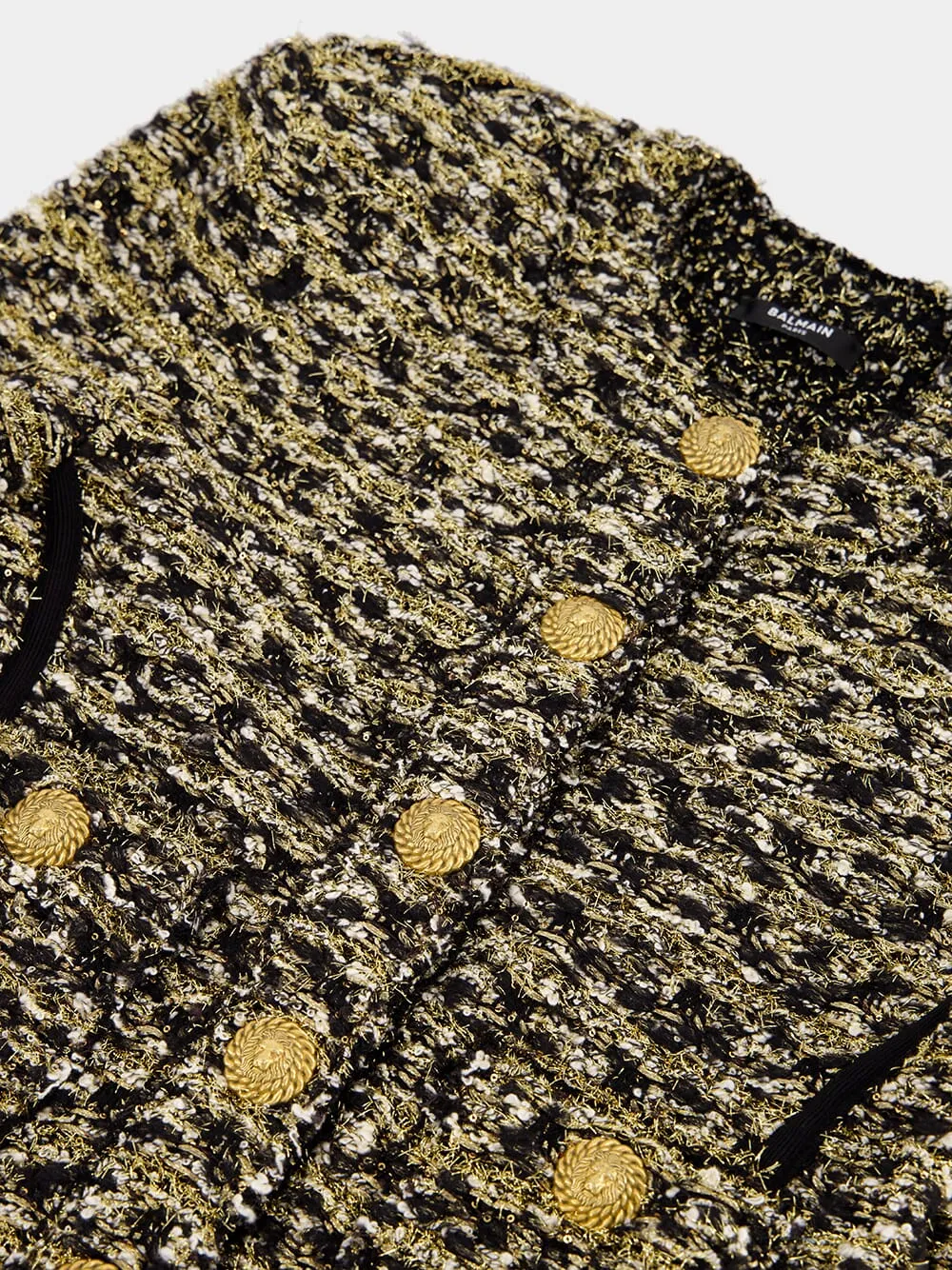 Cropped Lurex Tweed Round Neck Jacket