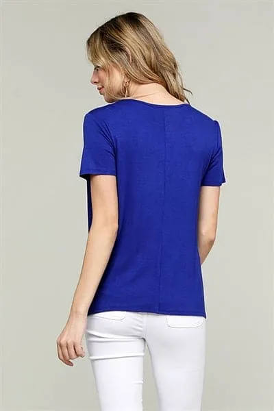 Cross Draped V-Neck Top Royal - Pack of 6