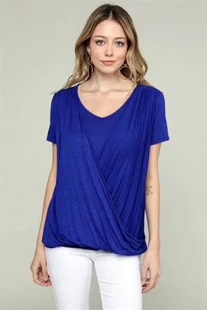Cross Draped V-Neck Top Royal - Pack of 6