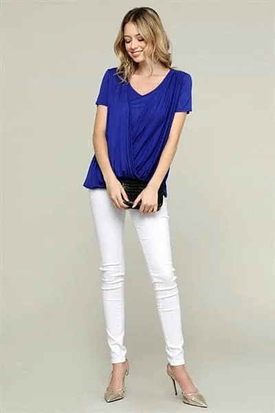 Cross Draped V-Neck Top Royal - Pack of 6