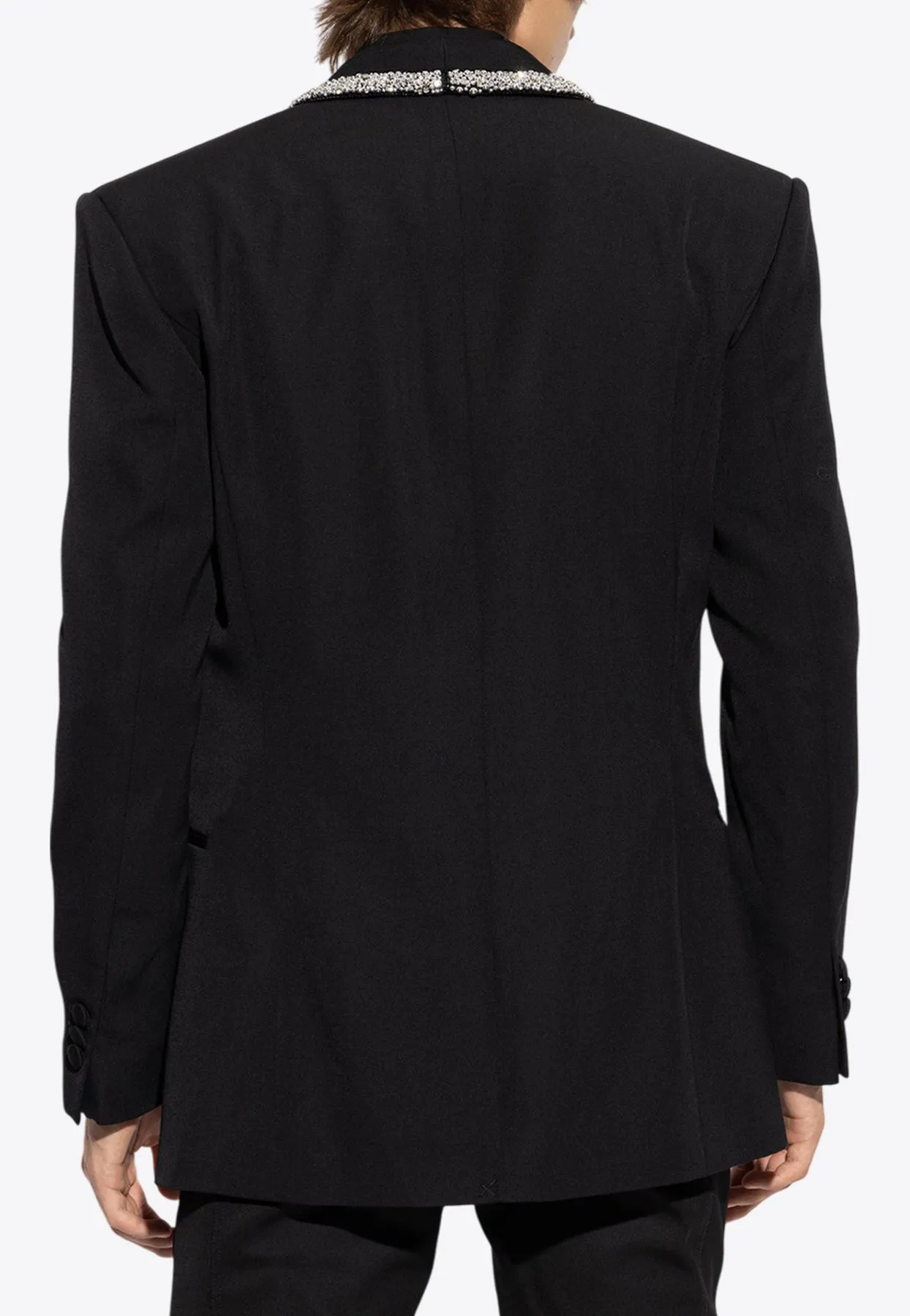 Crystal Embroidered Double-Breasted Blazer
