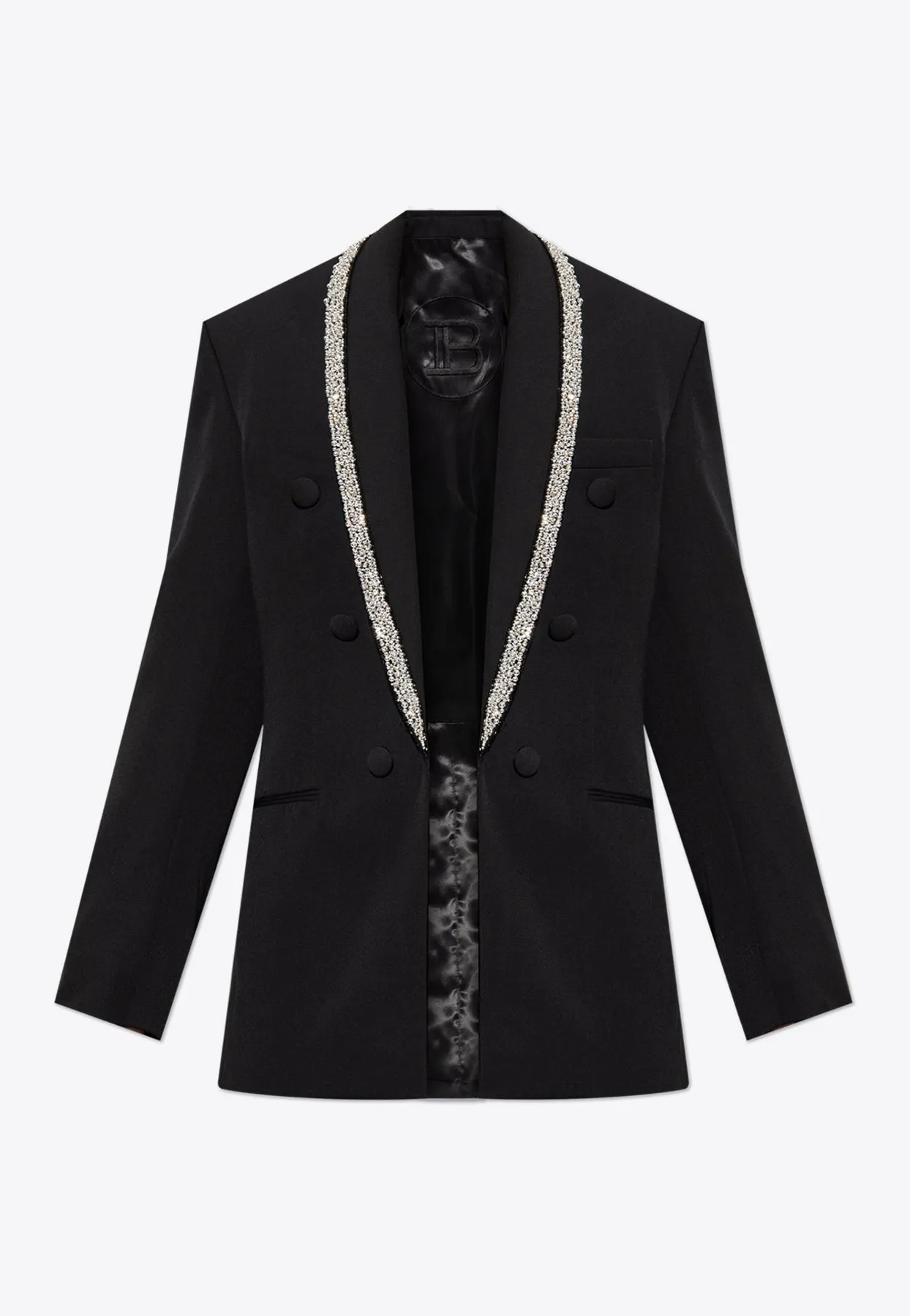 Crystal Embroidered Double-Breasted Blazer