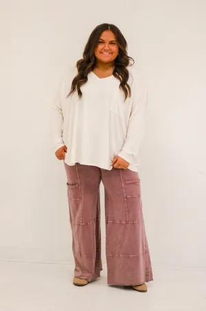 Day Date Wide Leg Pants in Plum