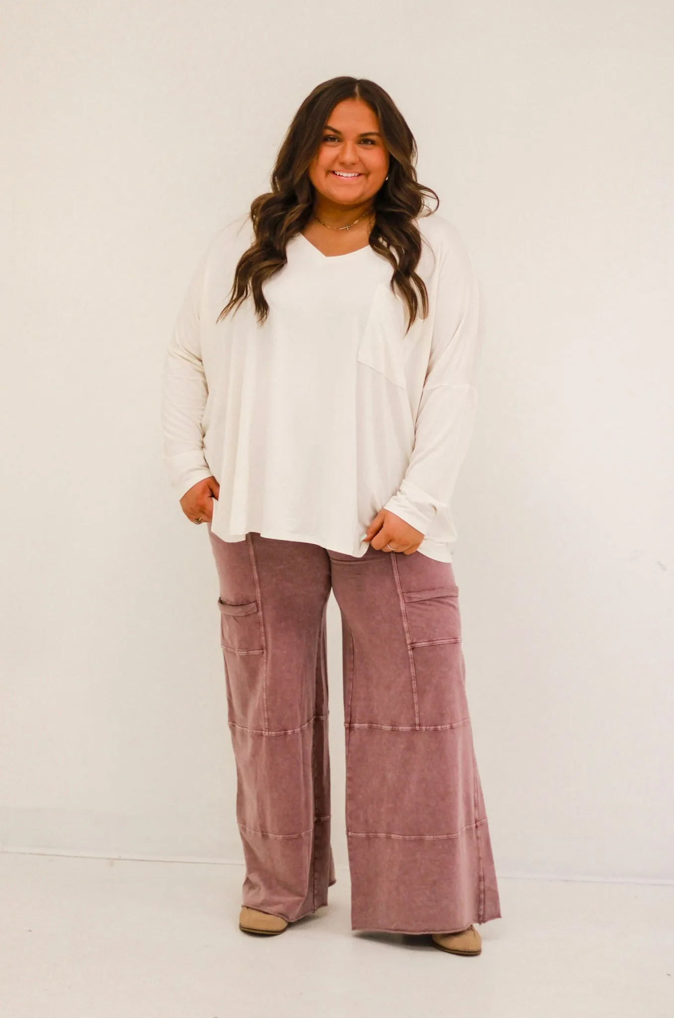 Day Date Wide Leg Pants in Plum