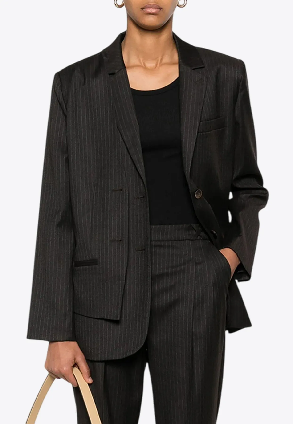 Denver Pinstriped Single-Breasted Blazer