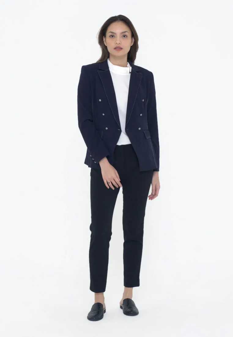 Double Breasted Blazer with Contrast Stitching