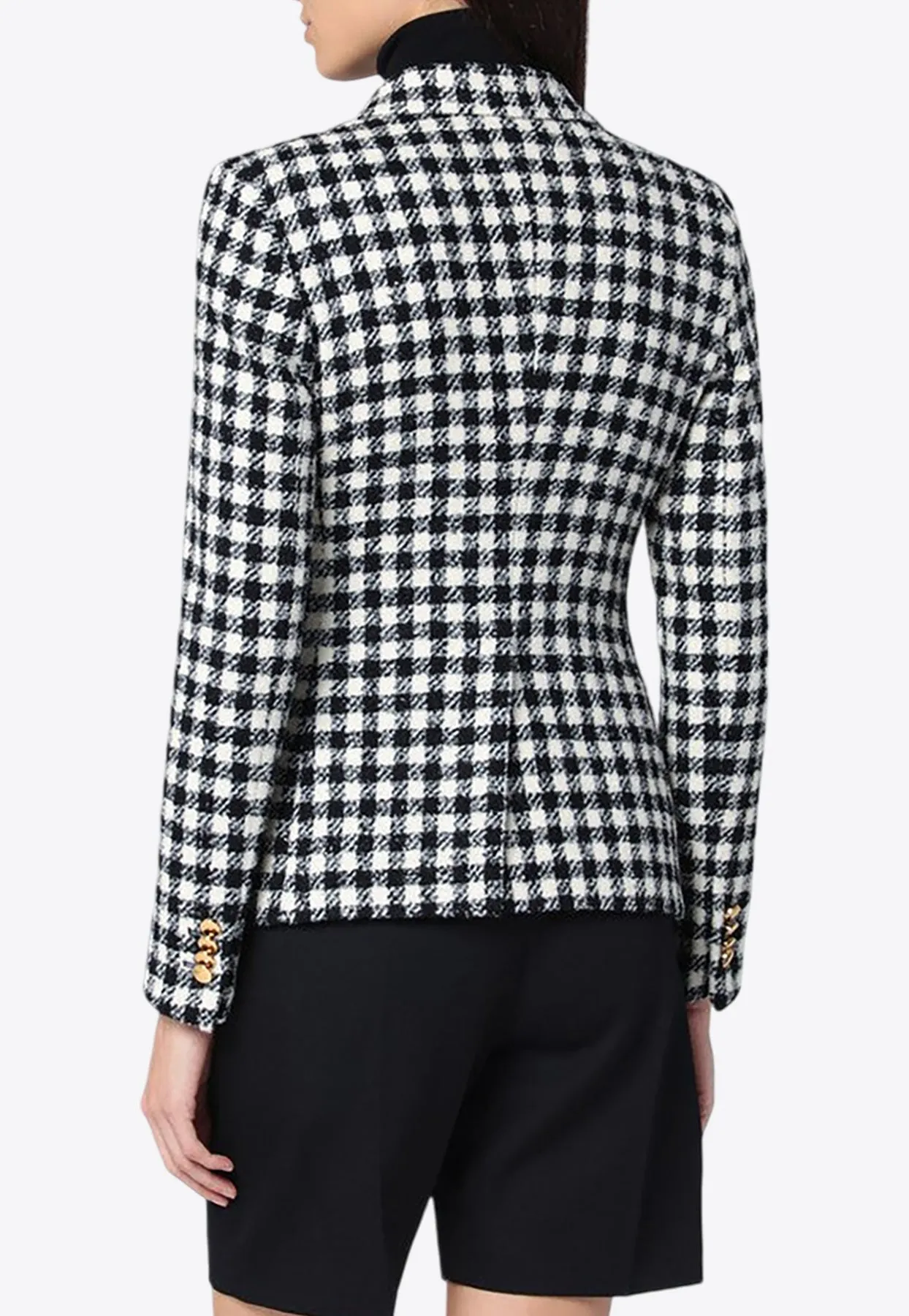 Double-Breasted Checked Blazer