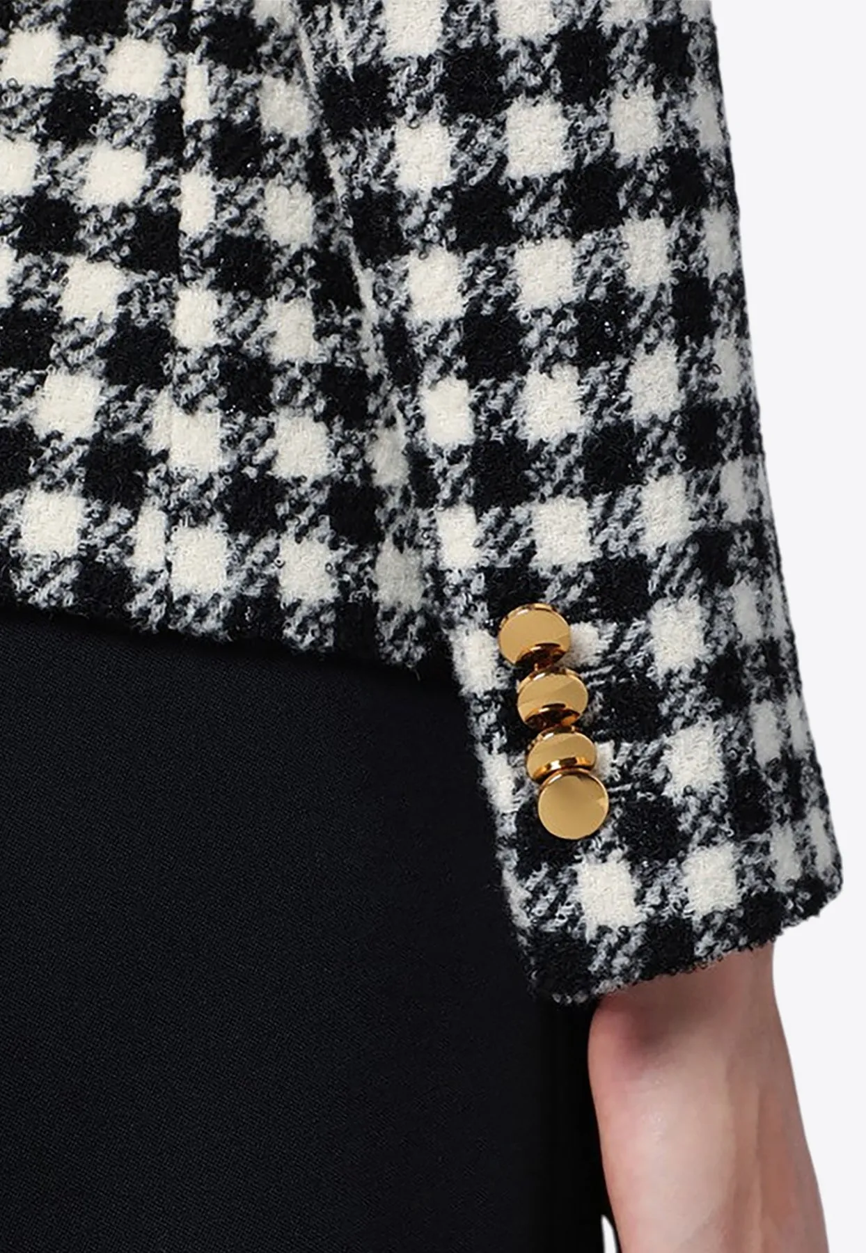 Double-Breasted Checked Blazer