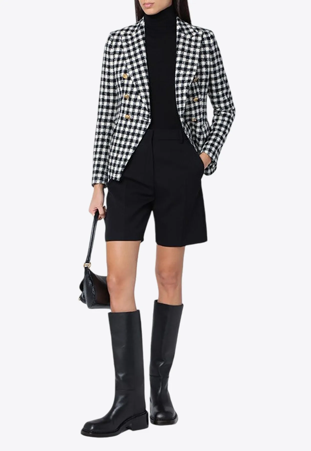 Double-Breasted Checked Blazer