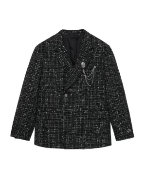 Double-breasted tweed blazer