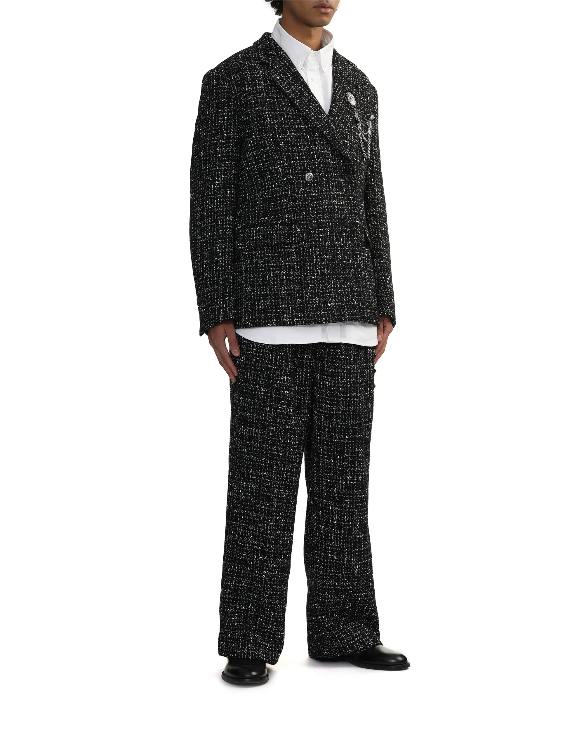 Double-breasted tweed blazer